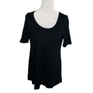 Nygard Classic Summer Black Tunic Sz PM Slims 3/4 Sleeve Pullover Top Casual